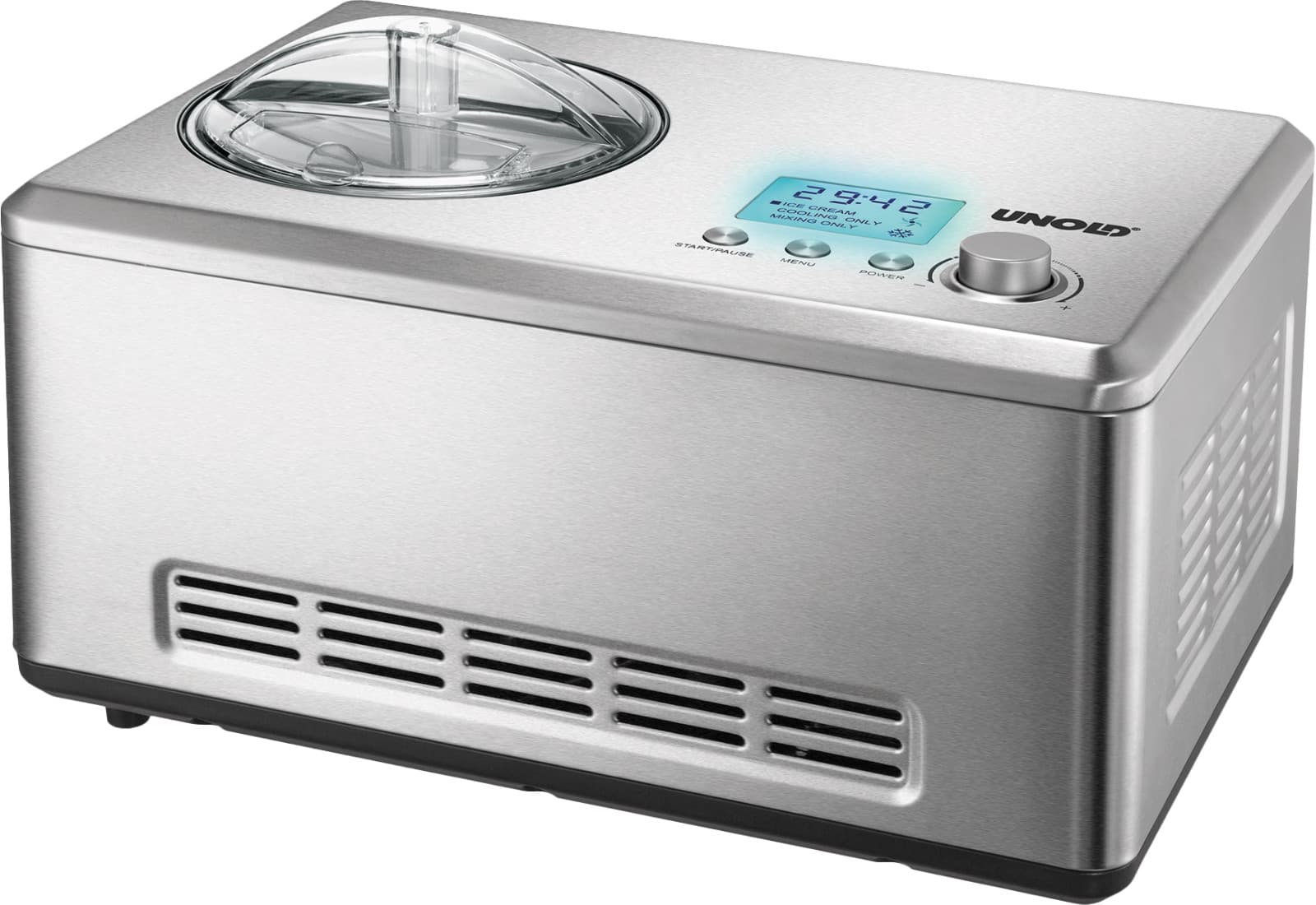 Unold 48876 Nobile Eismaschine mit Kompressor Eis Maschine Eiscreme Edelstahl 2L