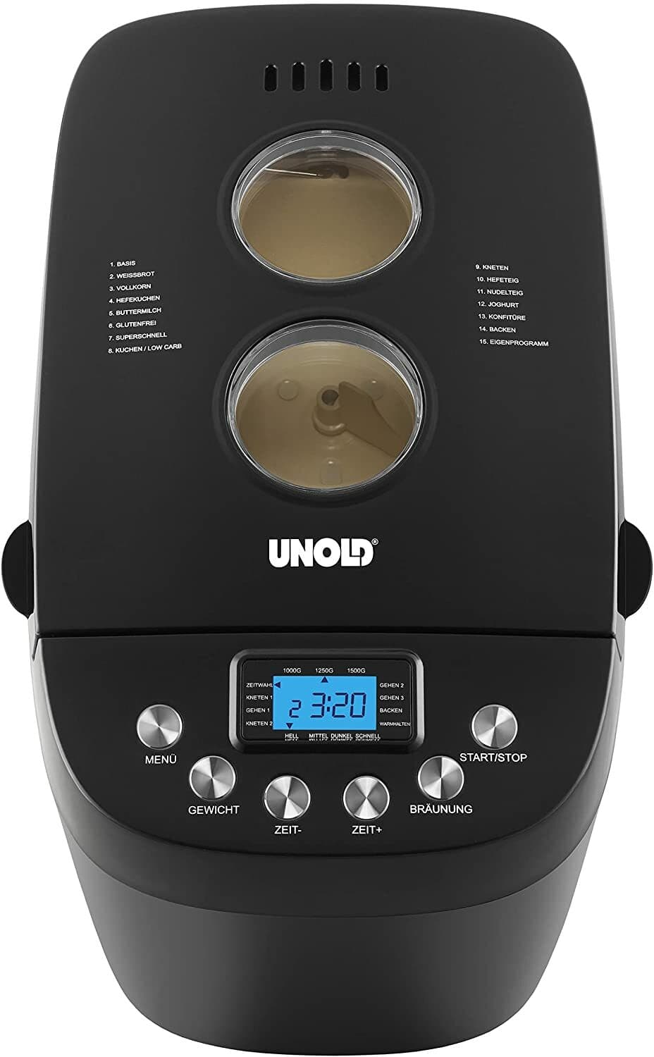 Unold Brotbackautomat mit Deckel Brotbackmaschine 15 Programme 1000-1500g 850W - Detailansicht